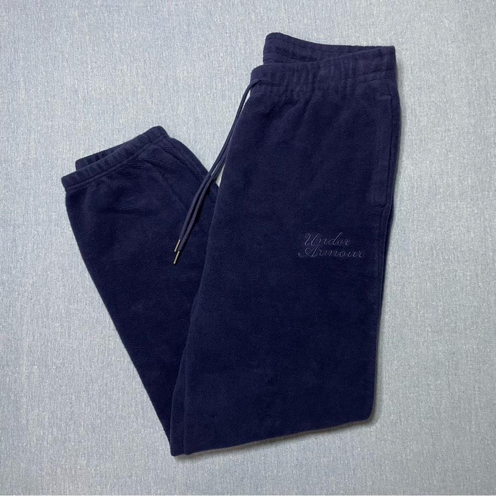 Under Armour Icon Terry Varsity Sweatpants Joggers Size S in Midnight Navy